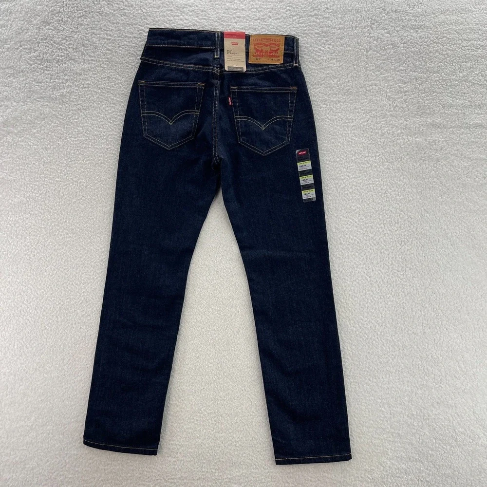 Levis 514 Jeans Mens 28x30 Blue Straight Dark Wash Denim Grunge Minimalist Rock